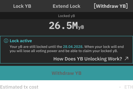 Withdrawing unlocked YB